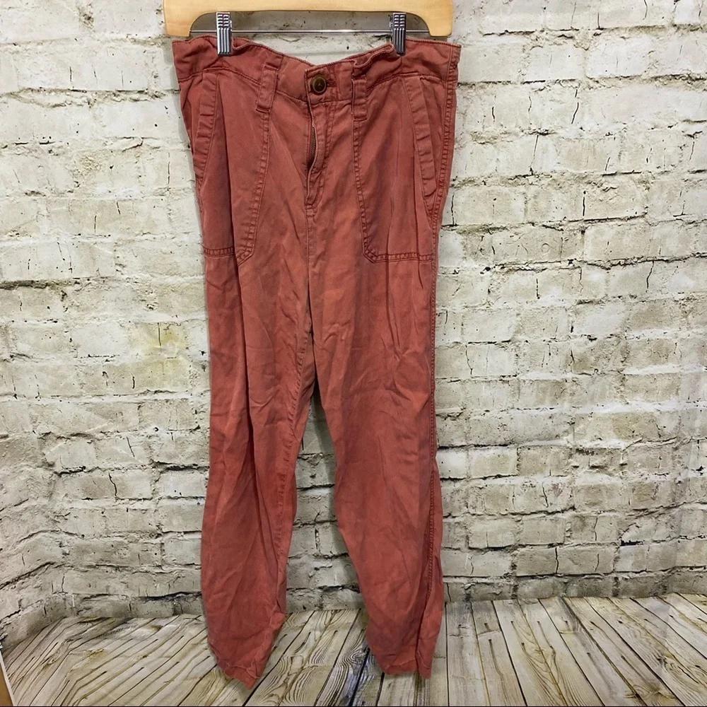 Maurices Salmon Paper Bag High Waist Straight Leg Pants
